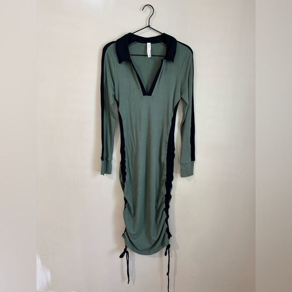 Anthropologie Daily Practice Long Sleeve Color block Polo Midi Dress - Picture 4 of 11